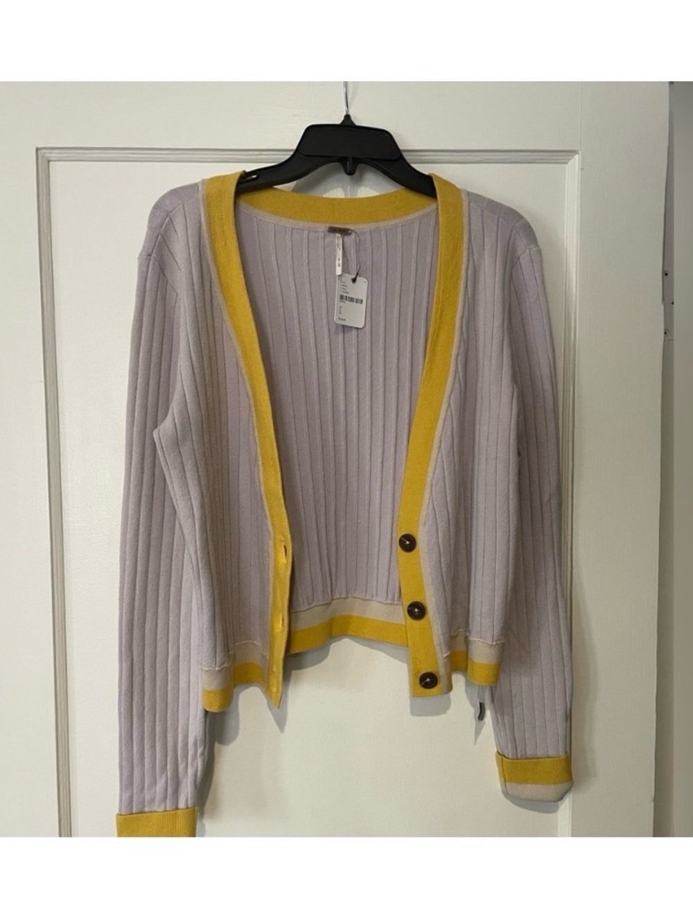 FREE PEOPLE CROPPED COLOR BLOCK CARDIGAN